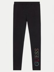 Guess Legginsy J4GB10 J1314 Czarny Regular Fit. Czarne legginsy dla dziewczynek Guess, z aplikacjami, z bawełny. Za 69.99 zł.