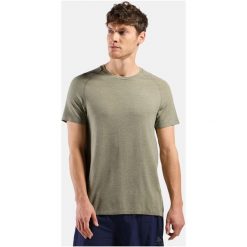 Koszulka męska Odlo ESSENTIAL SEAMLESS T-shirt crew neck l/s. Szare t-shirty męskie Odlo, l, bez wzorów, bez kołnierzyka. Za 219.99 zł.