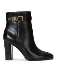 LAUREN RALPH LAUREN Botki 802937808001 Czarny. Czarne botki damskie Lauren Ralph Lauren, ze skóry, bez obcasa, na słupku, bez zapięcia. Za 719.99 zł.
