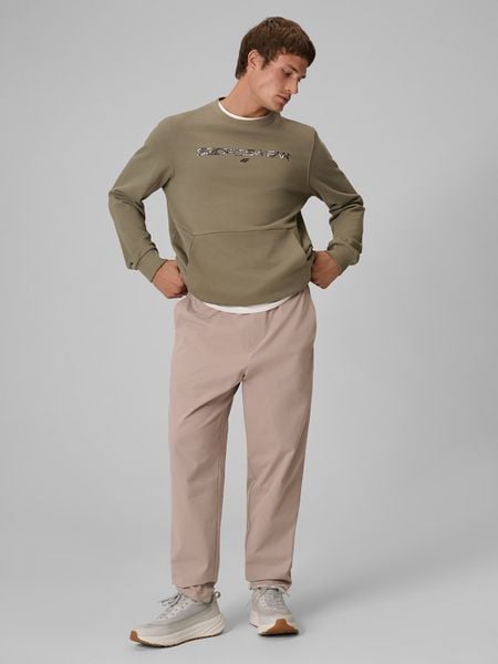 4F Bluza dresowa regular bez kaptura męska - khaki XL. Brązowe bluzy męskie 4f, m, bez wzorów, z dresówki, bez kaptura. Za 159.99 zł.