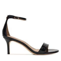 Sandały LAUREN RALPH LAUREN. Czarne sandały damskie Lauren Ralph Lauren, bez wzorów, bez obcasa, na szpilce, bez zapięcia. Za 689.99 zł.