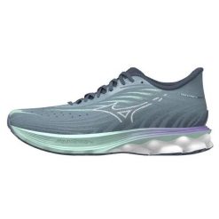 Damskie buty do biegania Mizuno Wave Skyrise 6. Niebieskie obuwie sportowe damskie Mizuno, bez wzorów, do biegania, mizuno wave. Za 518.50 zł.