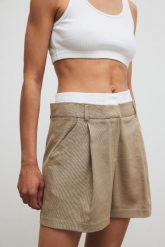 Eleganckie szorty z lnem w kolorze TAUPE - ORIO-XL. Białe szorty damskie Marsala, na lato, xl, bez wzorów, z bawełny, eleganckie. Za 319.90 zł.