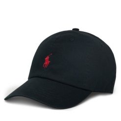 Czapka z daszkiem Polo Ralph Lauren. Czarne czapki i kapelusze damskie Polo Ralph Lauren, bez wzorów. Za 189.99 zł.