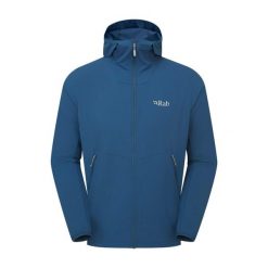 Kurtka softshellowa męska Rab Borealis Hoody z kapturem. Niebieskie kurtki męskie RAB, m, bez wzorów, z softshellu, trekkingowe. Za 404.99 zł.
