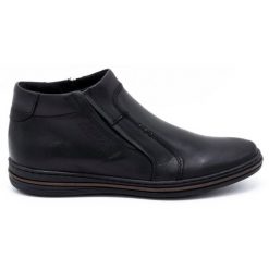 Polbut Buty męskie zimowe skórzane 381F czarne. Czarne eleganckie półbuty na zimę, ze skóry, eleganckie, bez zapięcia. Za 367.89 zł.