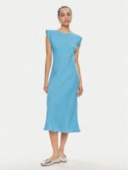 Marella Sukienka letnia Hidalgo 2413221192 Niebieski Regular Fit. Niebieskie sukienki damskie Marella, na lato, bez wzorów, ze lnu, bez kołnierzyka, bez ramiączek. Za 719.99 zł.