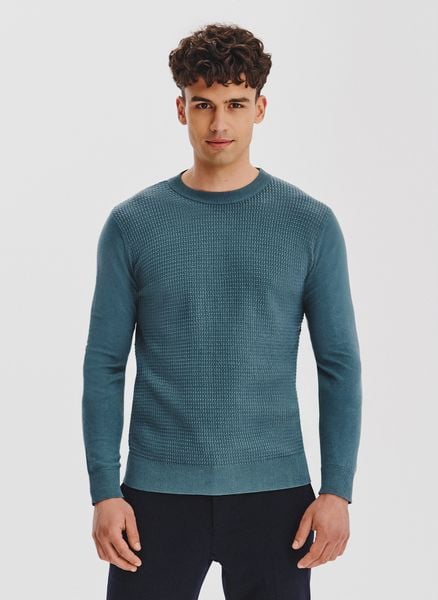 PAKO LORENTE - Turkusowy sweter męski. Niebieskie swetry przez głowę męskie Pako Lorente, na jesień, m, bez wzorów, z bawełny, bez kołnierzyka. Za 139.99 zł.