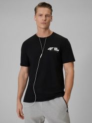 4F T-shirt regular gładki męski - czarny S. Czarne t-shirty męskie 4f, m, bez wzorów, z dresówki, klasyczne, bez kołnierzyka. Za 69.99 zł.