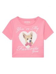 Guess T-Shirt J5YI08 K6YW4 Różowy Regular Fit. Czerwone t-shirty i topy dla dziewczynek Guess, z aplikacjami, z bawełny, bez ramiączek. Za 79.99 zł.