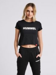 Hummel Koszulka sportowa hml Legacy Woman Cropped T-shirt. Czarne koszulki sportowe damskie Hummel, s, bez wzorów, z bawełny, bez kołnierzyka, bez ramiączek, do biegania. Za 27.00 zł.