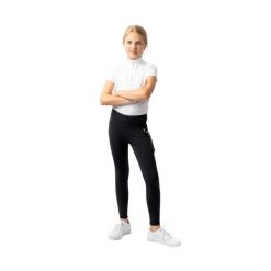 Dziewczęce legginsy jeździeckie z pełną przyczepnością Horze Gillian. Czarne legginsy dla dziewczynek HORZE, bez wzorów, z elastanu. Za 247.00 zł.