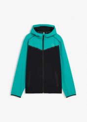 Męska, lekka, kurtka sportowa, szybkoschnąca. Czarne kurtki męskie bonprix, m, bez wzorów, sportowe, z kapturem. Za 79.99 zł.