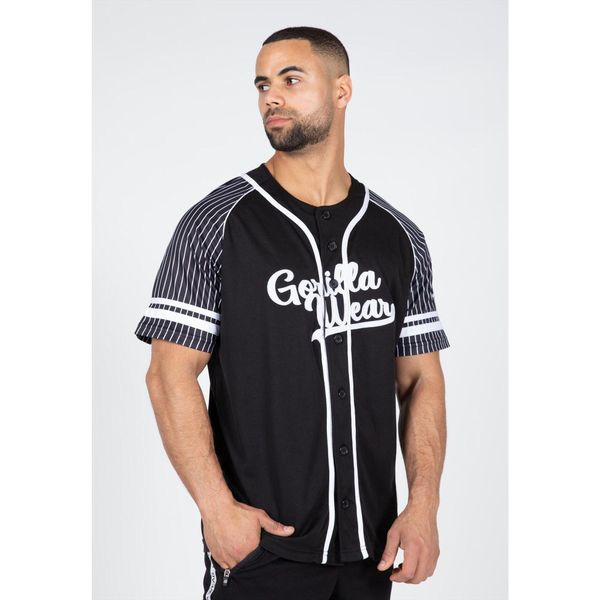 82 Koszulka baseballowa - Czarny. Czarne koszulki sportowe męskie GORILLA WEAR, m, bez wzorów, z jersey, bez kołnierzyka, bez ramiączek, na fitness i siłownię. Za 209.00 zł.