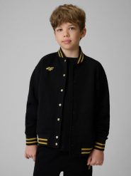 4F Bluza bomberka dziecięca 4F x Bartosz Zmarzlik - czarna 158/164 (12-14 lat). Czarne bluzy dla chłopców 4f, bez wzorów, z dzianiny, bez ramiączek, bez kaptura. Za 189.99 zł.