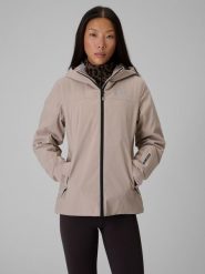4F Kurtka zimowa membrana 5000 damska - beżowa M. Brązowe kurtki sportowe damskie 4f, na zimę, m, bez wzorów, bez kaptura, trekkingowe. Za 349.99 zł.