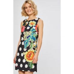 Desigual - Sukienka Fiorato. Szare sukienki damskie Desigual, z elastanu, casualowe, z okrągłym kołnierzem, na ramiączkach. W wyprzedaży za 299.90 zł.