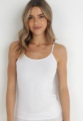 Biały Top Bawełniany Aqealy. Białe bluzki damskie Born2be, xl, bez wzorów, z bawełny, klasyczne, bez kołnierzyka, bez ramiączek. Za 19.99 zł.