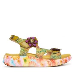 Sandały Laura Vita. Zielone sandały damskie Laura Vita, bez wzorów, bez obcasa, na płaskiej podeszwie, bez zapięcia. Za 459.99 zł.