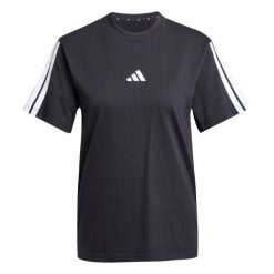 Koszulka damska adidas Essentials 3-Stripes. Czarne koszulki sportowe damskie Adidas, s, bez wzorów, z materiału, klasyczne, bez kołnierzyka. Za 139.40 zł.