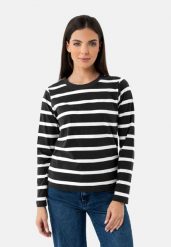 Longsleeve w paski L-MARLA. T-shirty damskie Volcano, l, bez wzorów, z bawełny, klasyczne, bez kołnierzyka. Za 89.99 zł.