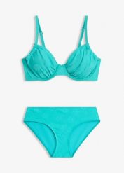 Bikini na fiszbinach z tkaniny strukturalnej (2 części). Niebieskie bikini damskie bonprix, bez wzorów. Za 159.99 zł.