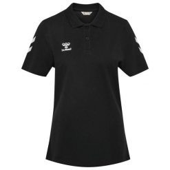 Damska koszulka polo Hummel Go 2.0 Chevron. Czarne koszulki sportowe damskie Hummel, bez wzorów, bez kołnierzyka, bez ramiączek, do piłki nożnej. Za 214.50 zł.