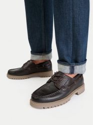 Guess Jeans Półbuty EO-FOX-02 MI08 Brązowy ciemny. Brązowe półbuty na co dzień męskie Guess Jeans, z jeansu, bez zapięcia. Za 399.99 zł.