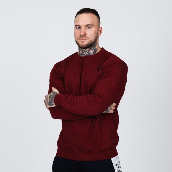 Bluza męska fitness bez kaptura Basic. Czerwone bluzy męskie GYMBEAM, m, bez wzorów, z bawełny, bez kaptura, na fitness i siłownię. Za 82.90 zł.