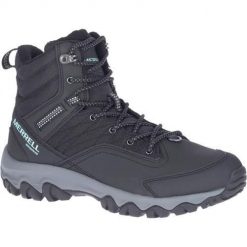 Buty do chodzenia damskie Merrell Akita Mid Wp. Czarne obuwie sportowe damskie Merrell, bez wzorów, z materiału, trekkingowe. Za 701.00 zł.