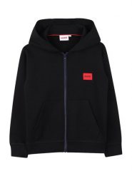HUGO Bluza G01181 S Czarny Regular Fit. Czarne bluzy dla chłopców Hugo, bez wzorów, z bawełny, bez ramiączek, bez kaptura. Za 339.99 zł.