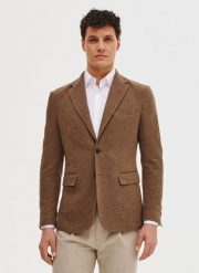 PAKO LORENTE - Brązowa marynarka z dzianiny. Brązowe marynarki męskie Pako Lorente, bez wzorów, z bawełny, casualowe. Za 399.99 zł.