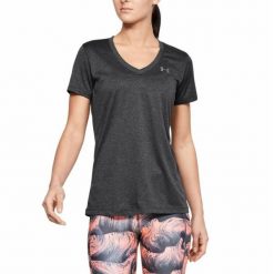 Koszulka treningowa damska Under Armour Tech Solid. Szare t-shirty damskie Under Armour, bez wzorów, z poliesteru, sportowe, bez kołnierzyka. W wyprzedaży za 67.00 zł.
