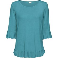 Shirt z falbaną bonprix matowy kobaltowy. Bluzki damskie bonprix. Za 44.99 zł.