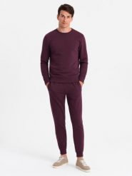 Dresowy bawełniany komplet męski BASIC bluza nierozpinana + joggery bordowy V3 Z84 M. Czerwone bluzy męskie Ombre, m, bez wzorów, z bawełny, bez kaptura. Za 408.47 zł.