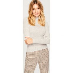Sweter z domieszką wełny - Szary. Szare swetry damskie Reserved, z wełny. Za 89.99 zł.