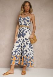 Niebiesko-Beżowy Kombinezon Wide Leg z Wiskozą na Ramiączkach Iffiane. Niebieskie sukienki damskie Renee, na co dzień, na wiosnę, l, bez wzorów, z wiskozy, eleganckie, bez kołnierzyka, bez ramiączek, proste. Za 59.99 zł.