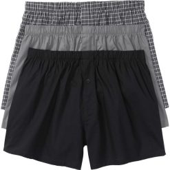 Bokserki z tkaniny (3 pary) bonprix czarno-biały w kratę. Bokserki męskie marki bonprix. Za 68.97 zł.