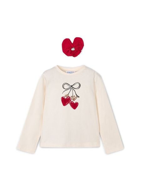 Mayoral Bluzka 4008 Écru Regular Fit. Bluzki dla dziewczynek Mayoral, bez wzorów, z bawełny, bez ramiączek. Za 99.99 zł.