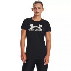 Koszulka damska Under Armour Tech Solid Script SSC. Czarne koszulki sportowe damskie Under Armour, s, bez wzorów, bez kołnierzyka, bez ramiączek. Za 79.99 zł.