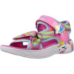 Sandały SKECHERS DREAMY UNICORNS Rose. Czerwone sandały damskie Skechers, bez wzorów, z tkaniny, bez obcasa, bez zapięcia. Za 163.99 zł.