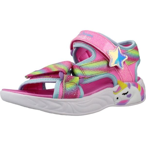 Sandały SKECHERS DREAMY UNICORNS Rose. Czerwone sandały damskie Skechers, bez wzorów, z tkaniny, bez obcasa, bez zapięcia. Za 190.99 zł.