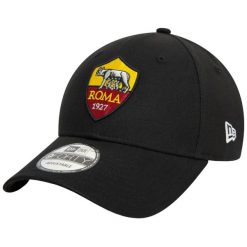 Czapka z daszkiem męska Core 9FORTY AS Roma Cap. Czarne czapki i kapelusze męskie New Era, bez wzorów, z bawełny, sportowe. Za 144.00 zł.