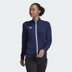Entrada 22 Track Jacket. Niebieskie kurtki sportowe damskie Adidas, xs, bez wzorów, z materiału, bez kaptura, do piłki nożnej. Za 103.00 zł.