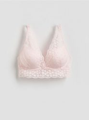 Biustonosz push up z koronką - pastelowy róż. Czerwone biustonosze Reserved, bez wzorów, z koronki. Za 69.99 zł.
