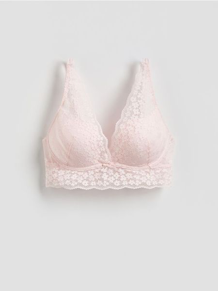 Biustonosz push up z koronką - pastelowy róż. Czerwone biustonosze Reserved, bez wzorów, z koronki. Za 69.99 zł.