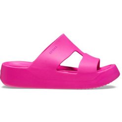 Klapki damskie sportowe Crocs GETAWAY PLATFORM H-STRAP. Czerwone klapki damskie Crocs, bez wzorów, sportowe, bez obcasa. Za 169.00 zł.