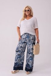 Satynowe spodnie Marina PLUS SIZE OVERSIZE XXL. Białe spodnie materiałowe damskie Moda Size Plus Iwanek, l, bez wzorów, z materiału. Za 269.90 zł.