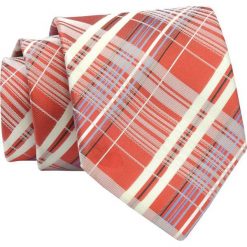Krawat Pomarańczowy w Kratkę, Elegancki, 7cm, Klasyczny, Męski -ALTIES. Brązowe krawaty i muchy Alties, bez wzorów, z tkaniny, eleganckie. Za 49.00 zł.