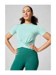 Koszulka Casall Delight Short Wrap Tee 36. Zielone koszulki sportowe damskie Casall, l, bez wzorów, z lyocellu, bez kołnierzyka, bez ramiączek, na fitness i siłownię. Za 199.00 zł.